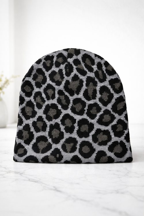 Y2k Leopard print beanie